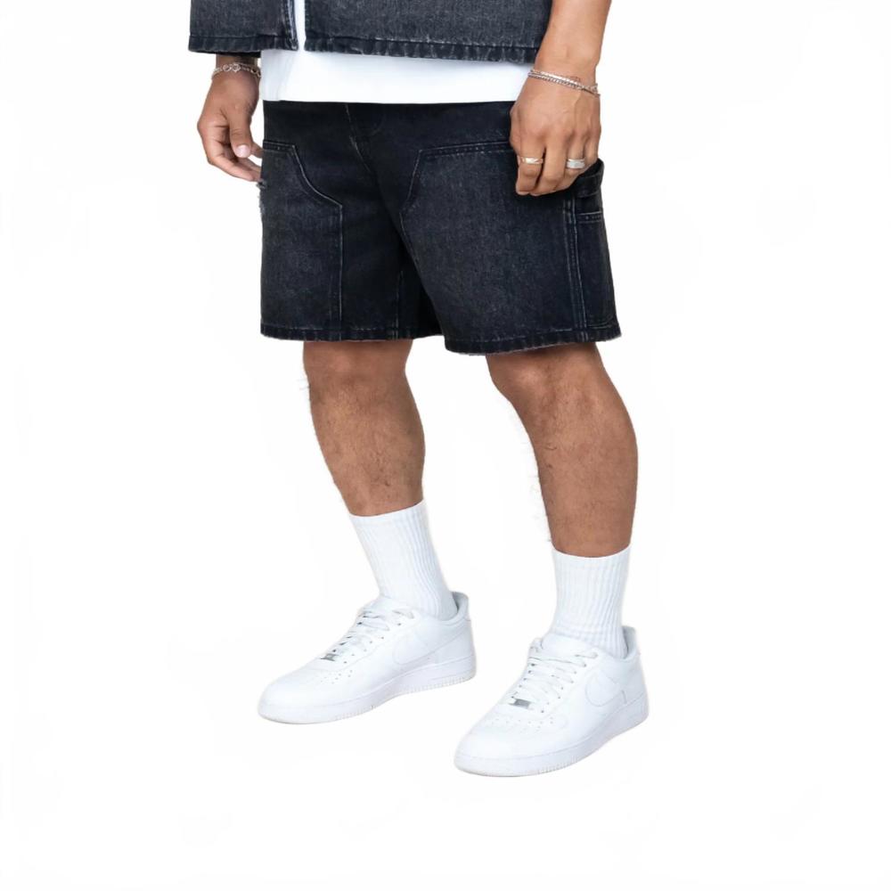 NEW EPTM double knee denim shorts in black wash